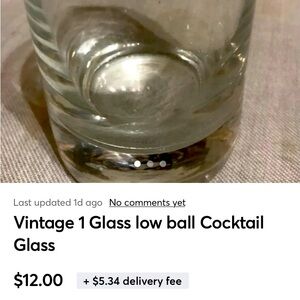 Vintage low ball whiskey glass new